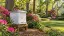 Illustrative white beehive on a low stand in an Atlanta-inspired garden with hardwoods and azaleas.