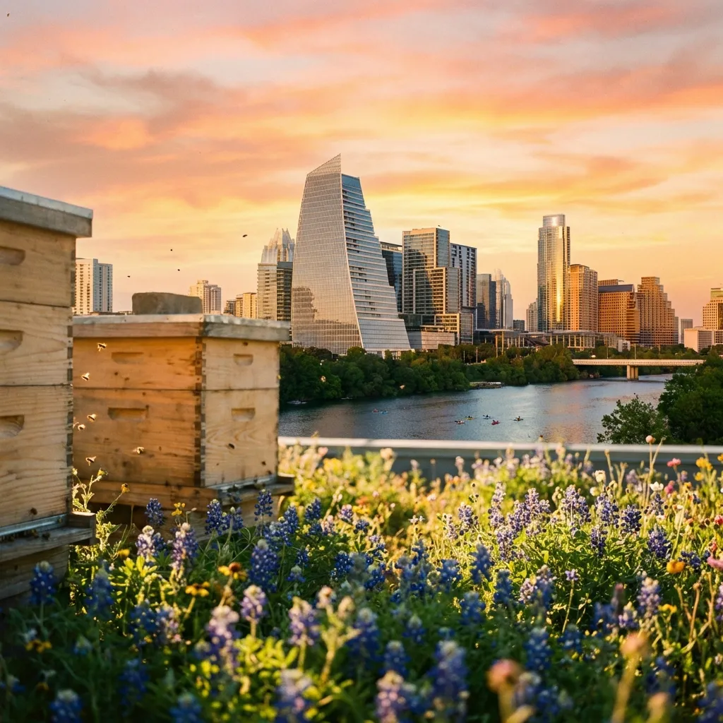 Austin skyline with urban apiary