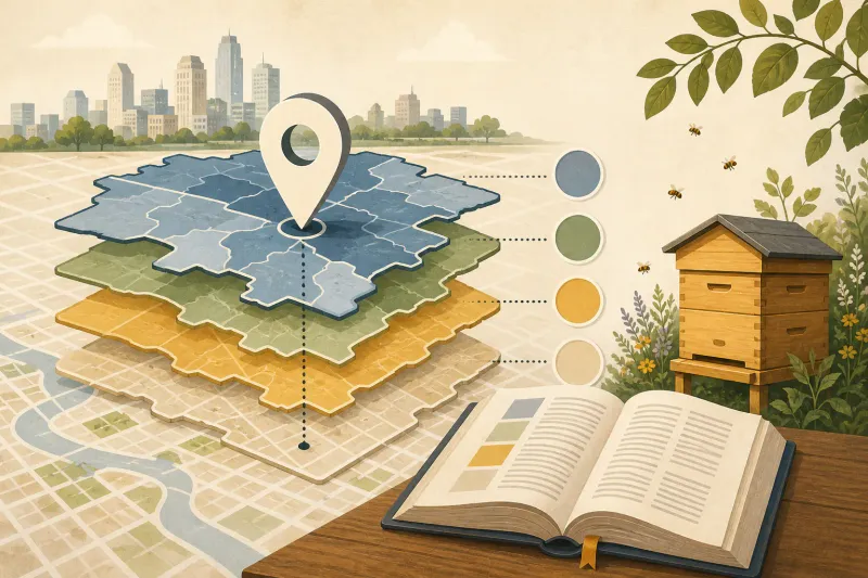 Beekeeper comparing an address map with local beekeeping regulations