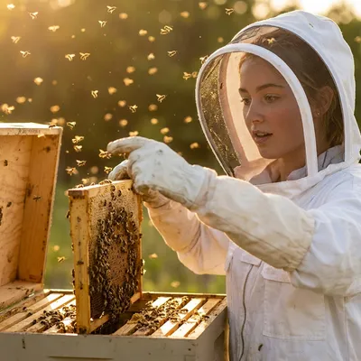 Woman looking at a frame for the first time