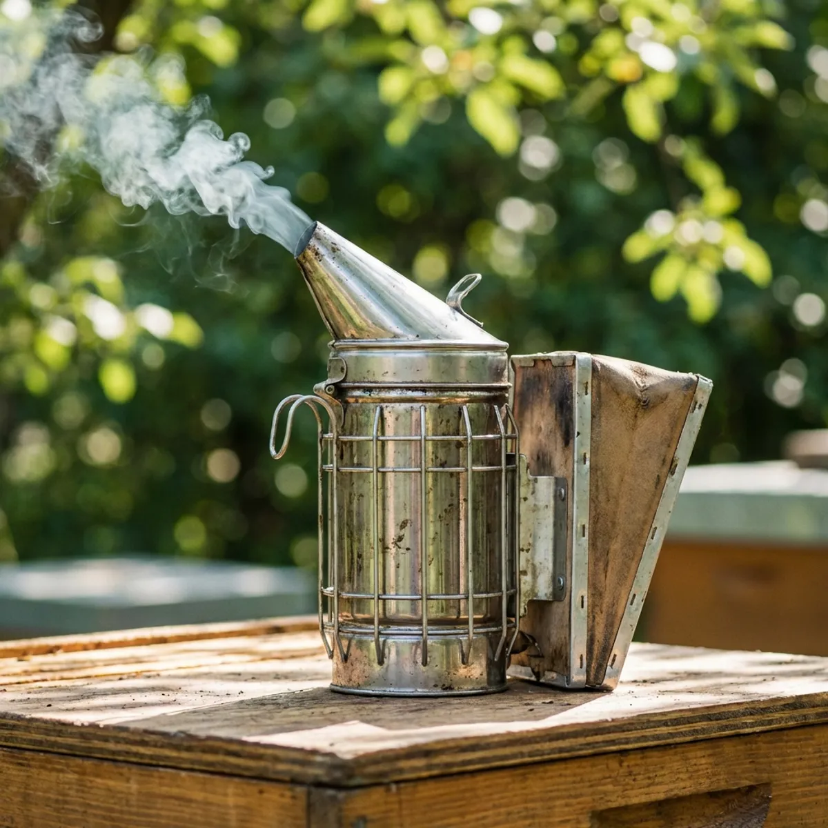 Stainless steel bee smoker with smoke puff