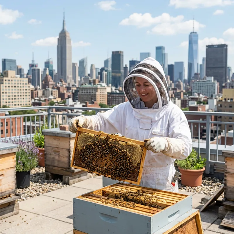 Beekeeper inspecting a frame of healthy brood