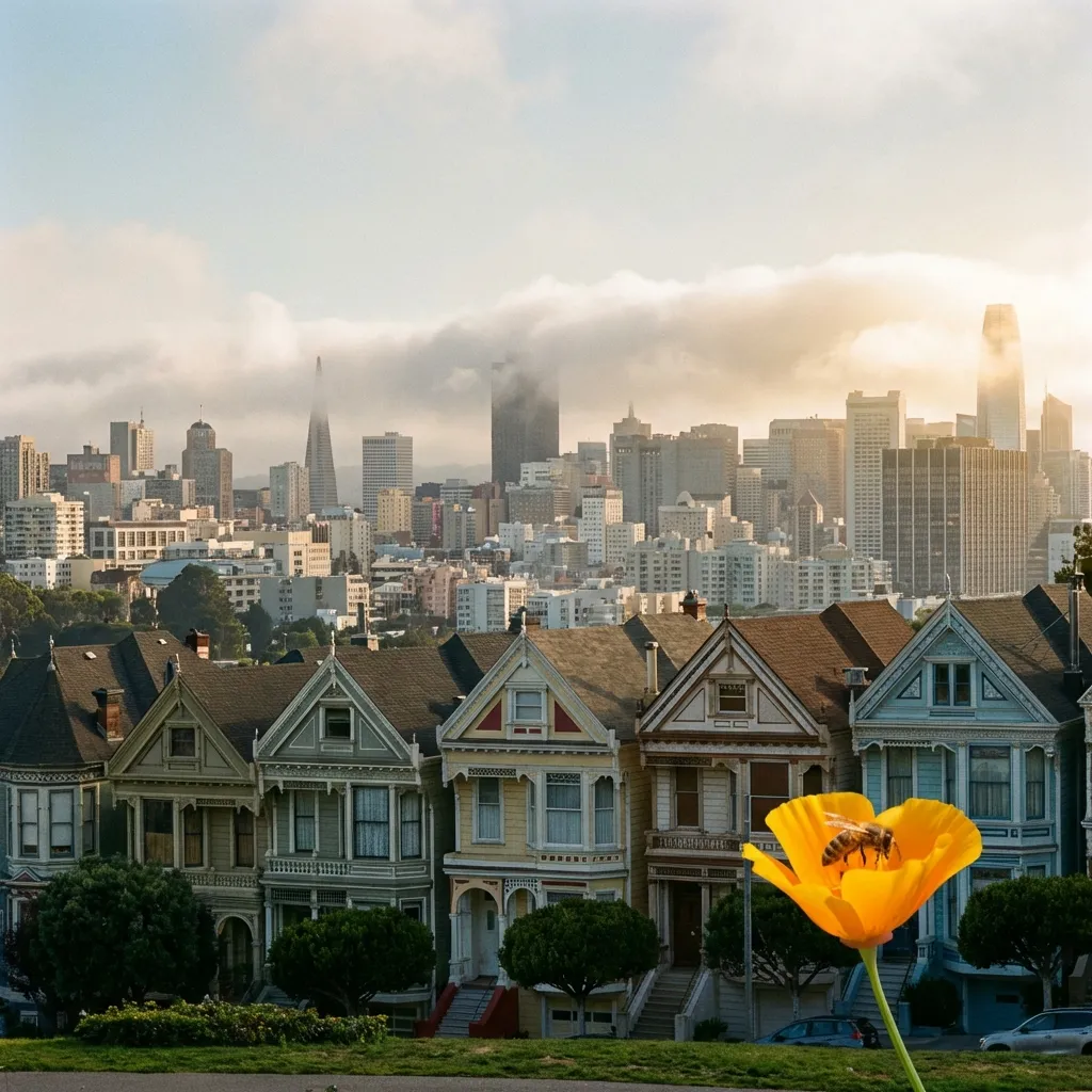 Beehive with Golden Gate bridge in background
