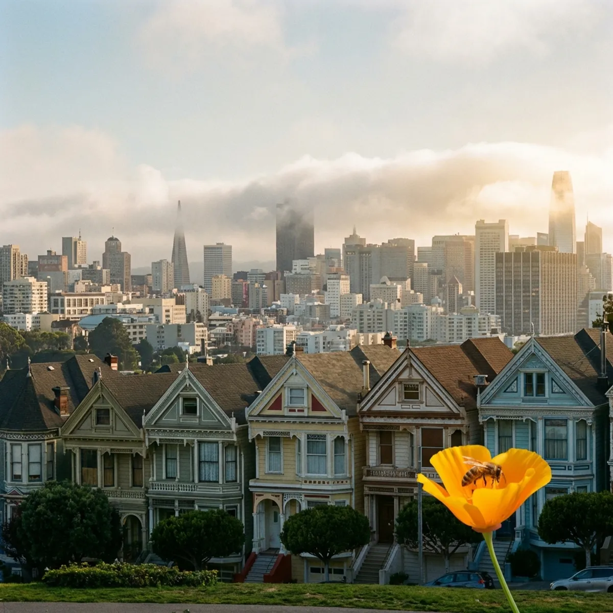 Beehive with Golden Gate Bridge in the background