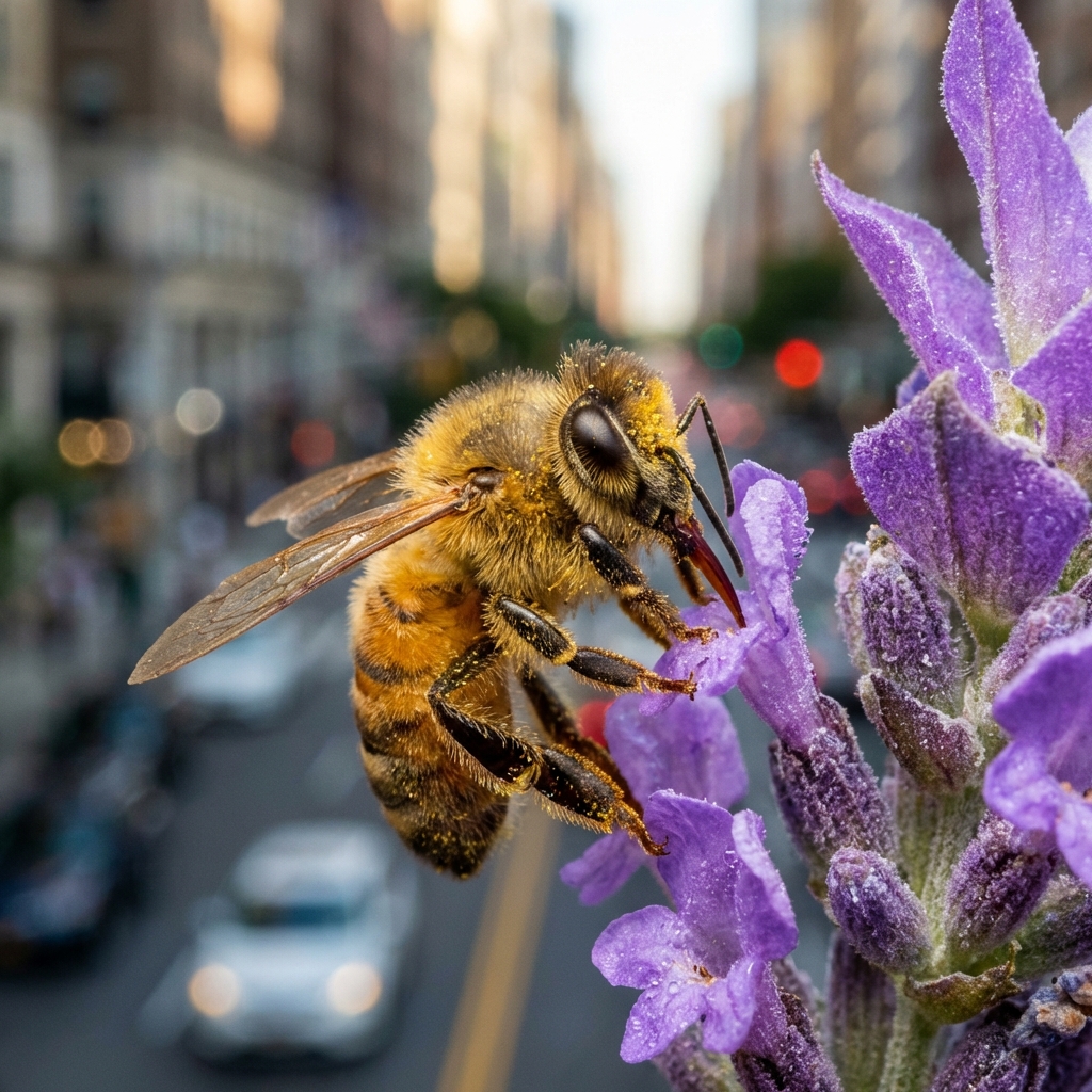 Bee on a purple cone flower